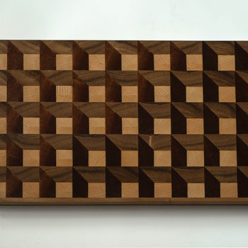 3D Schneidebrett aus Buche/Walnuss/Bubinga 59x29